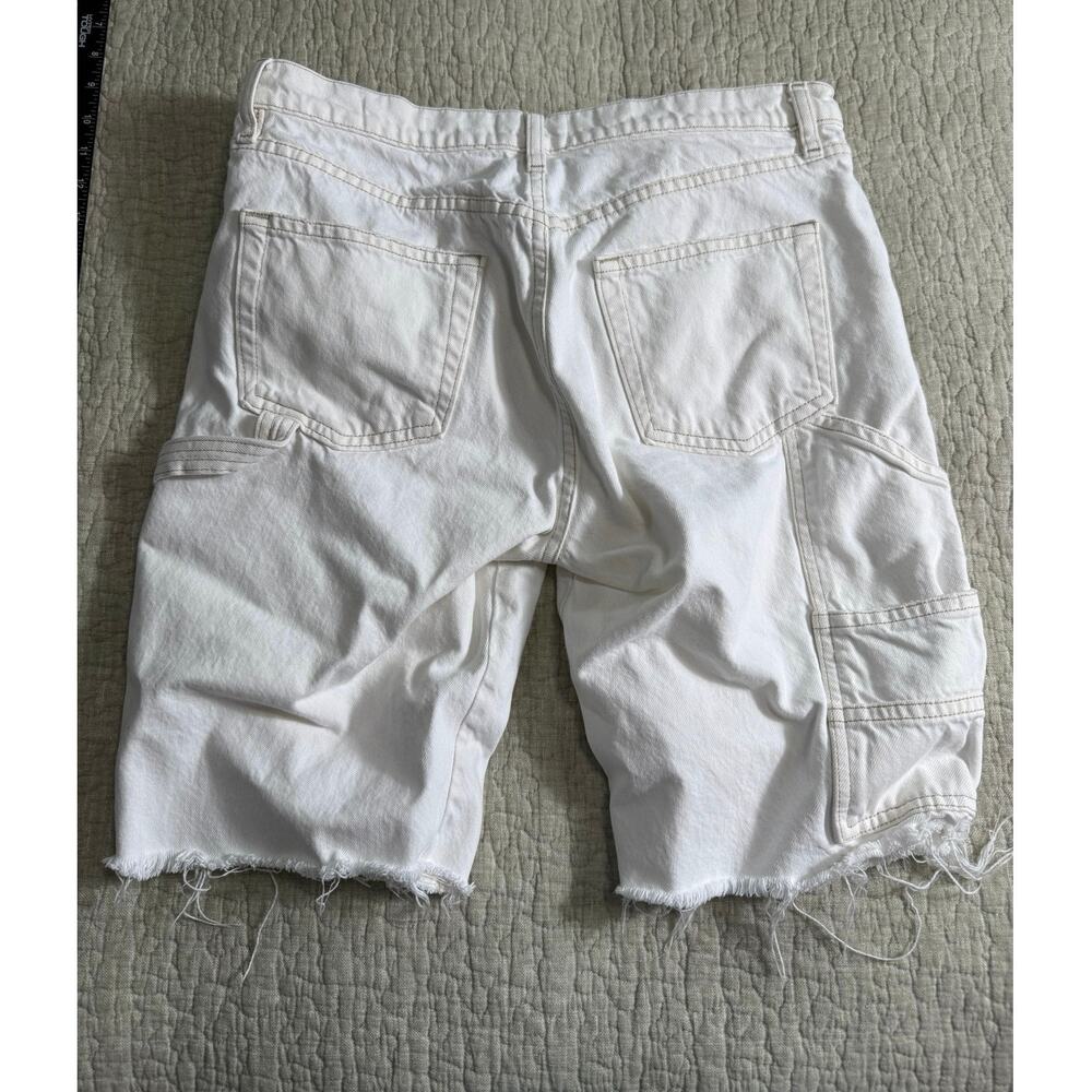 FRAME Le Slouch Bermuda Button Fly Raw Hem Made in USA Cargo Ivory Cut Off Sz 29 - Picture 2 of 9
